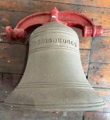 A cast bronze bell made by and in proud relief upon J Taylor & Co Loughborogh,