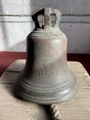 A cast brass WWII Air Ministry bell from Manston Aerodrome. Engraved A.M 1939 with crown over.