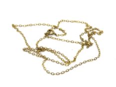 A 9ct gold chain necklace, 53cm in length, stamped 9ct, 1.4g.