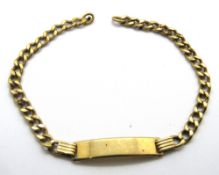 An Italian 18ct gold id bracelet, clasp deficient, stamped 750 56AR (for Arezzo Italy), 5g.