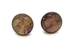 A pair of Blue John silver stud earrings.