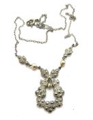 A sterling silver and marcasite necklace.