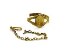 A gold ring a/f, indistinct Chester hallmark 9ct? with CH makers mark, 0.