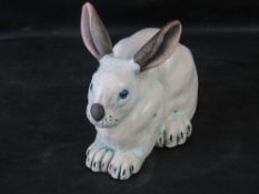 Sarah Rudge (British, contemporary) a raku pottery figure, Showshoe Hare, modelled seated,