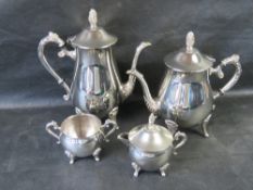 A silver plated tea set.