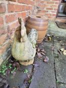 A terracotta cockerel garden figure.