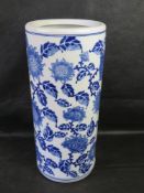 A contemporary Chinese blue and white stick stand.