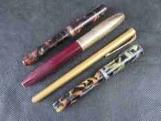 A quantity of fountain pens including 14ct gold nibbed Waterman, 14ct gold nibbed Shaeffer,