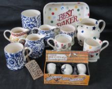 Emma Bridgewater Ceramics including jugs, cups, dish and egg cups.