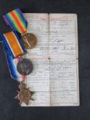 A WWI War and Victory medal set for PTA W.A. Hill, with certificate of discharge.