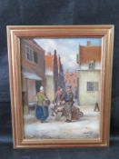 After Nicolaas Hopman The Fish Seller (Haarlem 1794 - 1870 Amsterdam), Dutch style oil on board,