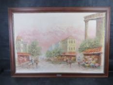 M Church, oil on canvas, Parisienne scene, 90 x 60cm, in wooden frame 102 x 72cm.