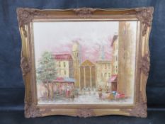 M Church, oil on canvas, Parisienne scene, 59 x 49cm in gilt frame 73 x 63cm.