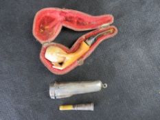A hallmarked silver cheroot holder, hallmarked silver cheroot case a,