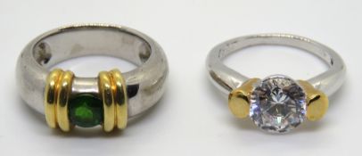 Two silver rings, size K.