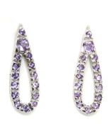 A pair of silver and purple stone eardro