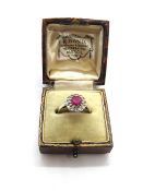 A superb vintage pink sapphire ring, the round cut stone measuring 5.9mm dia x 3.6mm approx 0.