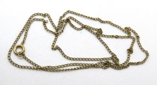 A 9ct gold chain necklace, stamped 9ct to clasp, 1.3g.
