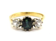 A vintage sapphire three stone ring,