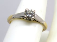 A delightful vintage diamond solitaire ring, the round cut stone approx 4.8mm dia approx 0.