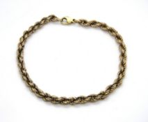 A 9ct gold rope twist chain bracelet, hallmarked 375, 11.