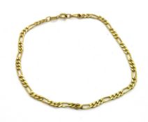 A 9ct gold chain link bracelet, hallmarked 375, 0.9g.