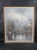 Johnny Gaston (British, born 1955) oil on canvas, Rainy Parisian Boulevard 50 x 60cm,
