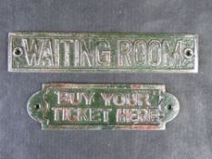 Two contemporary Railway themed cast iron signs.