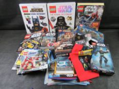 A quantity of Lego including a boxed Luke Skywalker Star Wars figure, opened part Harry Potter sets,