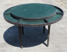 A vintage Peerless Lightweight folding green-felted poker table by Carrom Industries.