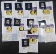 A set of nine sterling silver Queen Elizabeth II '80th Birthday' gold proof coins.