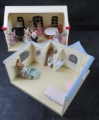 Sylvanian Families wedding marquee with bride, groom, guests etc, together with Clinic and staff.