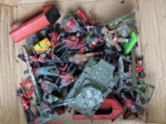 A quantity of metal toy soldiers.