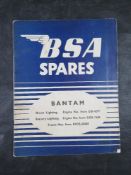 A BSA Bantam D1 and D3 Major 150cc Spares Parts Manual from the mid-1950s.