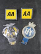 Three AA badges and an RAC badge.