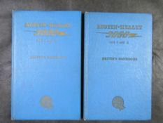 Two blue hardcover Driver's Handbooks for the Austin-Healey 3000 Mark I and Mark II vehicles
