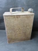 A vintage 2-gallon Pratts petrol can with original cap.