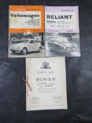 Two P. Olysager motor manuals being for the Reliant Regal and Volkswagen 1200 Saloon.