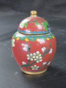 A contemporary miniature cloisonné ginger jar standing 6cm high