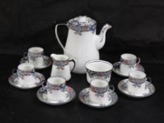 An Art Deco coffee service by Delphine circa 1930's comprising coffee pot, milk jug, sugar bowl,