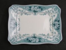 A green and white floral meat serving dish by F & Sons Burslem, Argyll pattern, 28cm wide.
