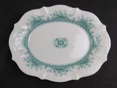 A green and white floral 