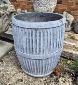 A concrete dolly tub planter
