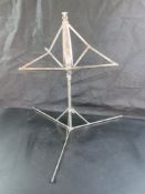 A chrome music stand