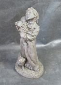 A Heredities filled cold cast bronze of a girl with cat.