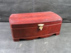 A wooden jewellery box having drop in tray.