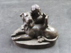 A Genesis Fine Arts Ireland bronzed figure 'The Gift' of Girl with Dog
