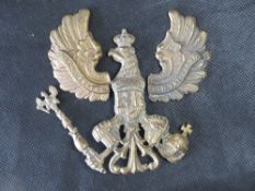 A WWI Prussian Pickelhaube or Shako helmet plate (Wappen), a/f.