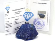 A large and impressive uncut natural sapphire with GIR report - 483.