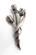 A 925 silver floral brooch.